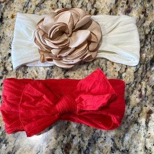 Baby bling bows set of 2 red and cream